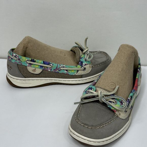 Sperry Top-Sider Women's Angelfish Boat Shoe Sz 6.5 Floral Gray Flamingo Slip On - Picture 1 of 8